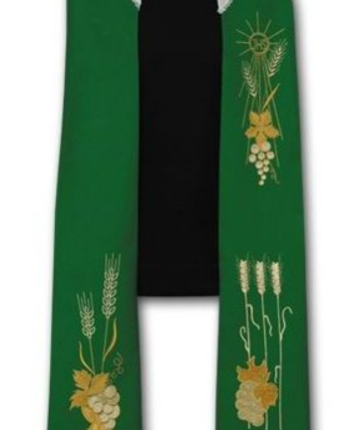 Zielona stuła kapłańska haftowana