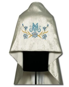 Welon Liturgiczny z Haftem Maryjnym i Motywem Lilii