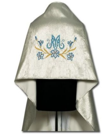 Welon Liturgiczny z Haftem Maryjnym i Motywem Lilii