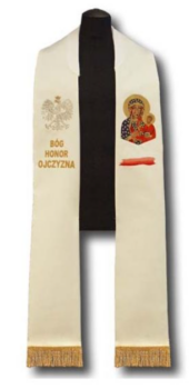 Stuła z wizerunkiem Matki Bożej Częstochowskiej i Orła Białego