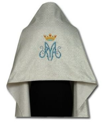 Welon Liturgiczny z Haftem Maryjnym i Koroną