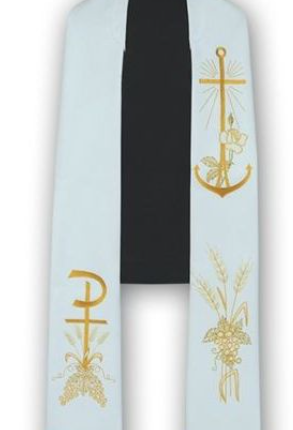 Stuła haftowana róża PX krzyż kłosy