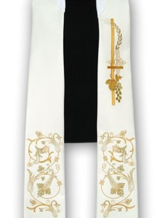 Stuła haftowana IHS winogrona