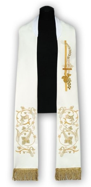 Stuła haftowana IHS winogrona Stuła haftowana IHS winogrona