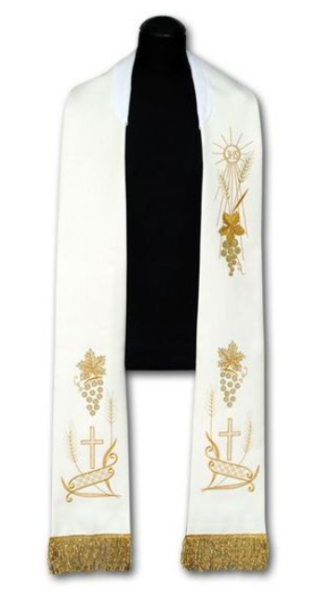 Stuła haftowana IHS winogrona krzyż