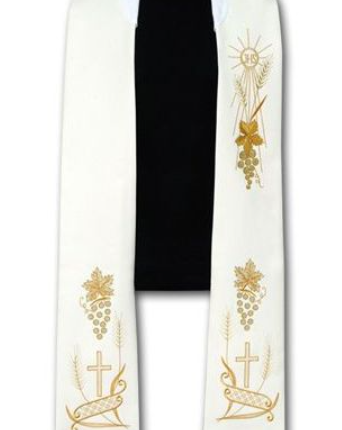 Stuła haftowana IHS winogrona krzyż