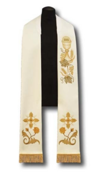 Stuła kapłańska haftowana kielich Komunia