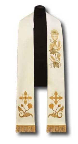 Stuła kapłańska haftowana kielich Komunia