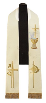 Stuła haftowana eucharystyczna - Sakrament Chrztu