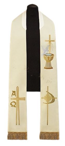 Stuła haftowana eucharystyczna - Sakrament Chrztu