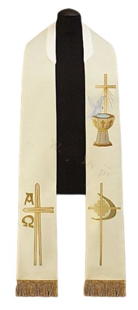 Stuła haftowana eucharystyczna - Sakrament Chrztu Stuła haftowana eucharystyczna - Sakrament Chrztu