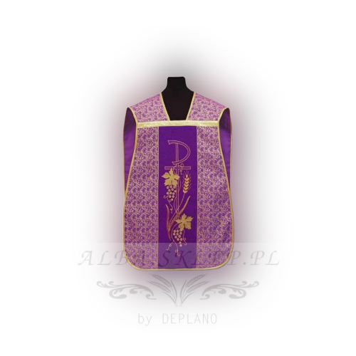 Fioletowy Ornat Rzymski haftowany – Adamaszek Fioletowy Ornat Rzymski haftowany – Adamaszek