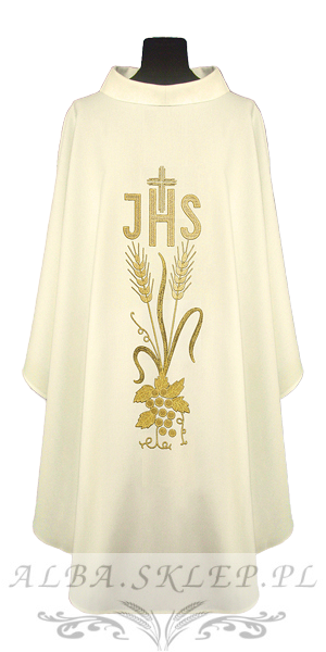 Kremowy ornat lniany haftowany – kolory liturgiczne z krzyżem Kremowy ornat lniany haftowany – kolory liturgiczne z krzyżem