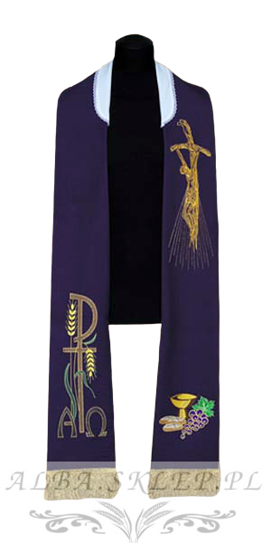 Fioletowa stuła kapłańska haftowana Fioletowa stuła kapłańska haftowana