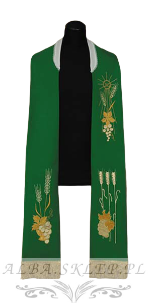 Zielona stuła kapłańska haftowana Zielona stuła kapłańska haftowana