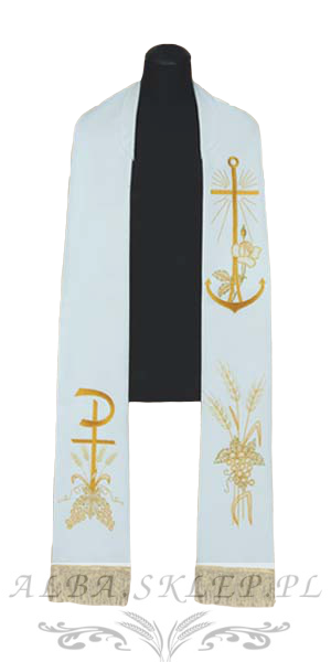 Stuła haftowana róża PX krzyż kłosy Stuła haftowana róża PX krzyż kłosy