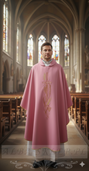 Ornat haftowany różowy