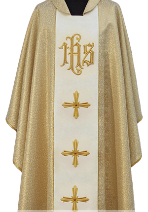Ornat haftowany złoty IHS krzyż