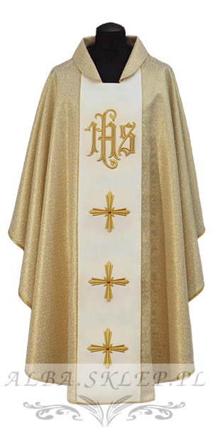 Ornat haftowany złoty IHS krzyż