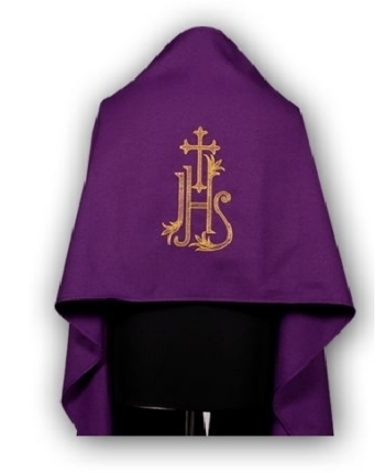 Welon naramienny Haftowany Fioletowy IHS