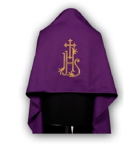 Welon naramienny Haftowany Fioletowy IHS