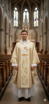 Złoty Ornat Liturgiczny z Barankiem Paschalnym na Wielkanoc