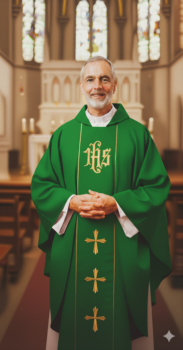 Ornat haftowany zielony IHS krzyż