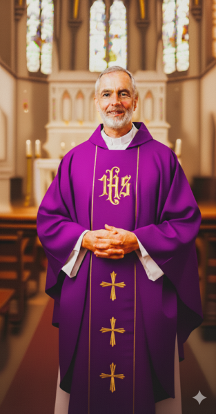 Ornat haftowany fioletowy IHS krzyż