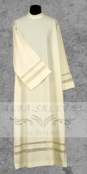 alba ecru z podwójną wstawką Alba kremowa z podwójną wstawką gipiurową