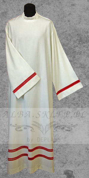 alba mereżka czerwona Alba lniana z czerwoną mereżką