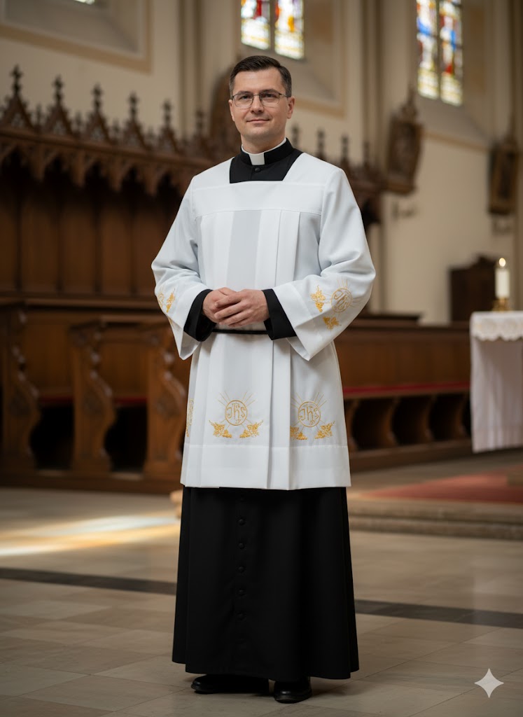 Komża Kapłańska z Złotym Motywem Eucharystycznym IHS Komża Kapłańska z Złotym Motywem Eucharystycznym IHS