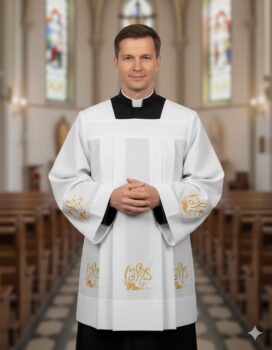 Komża Kapłańska Haftowana IHS w Złotym Kolorze