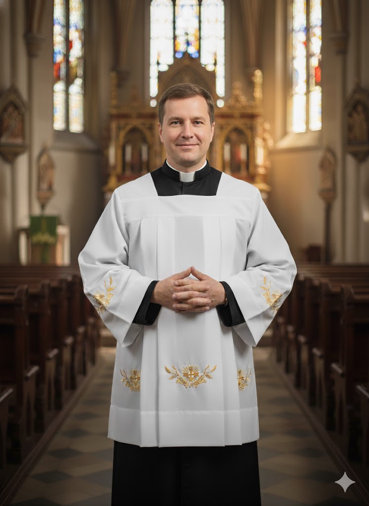 Komża Kapłańska Haftowana z Symbolami Eucharystycznymi Komża Kapłańska Haftowana z Symbolami Eucharystycznymi