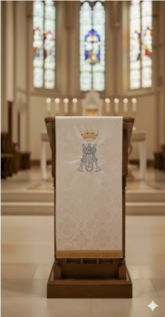 Nakrycie na Ambonę Lektorium z Haftem Maryjnym