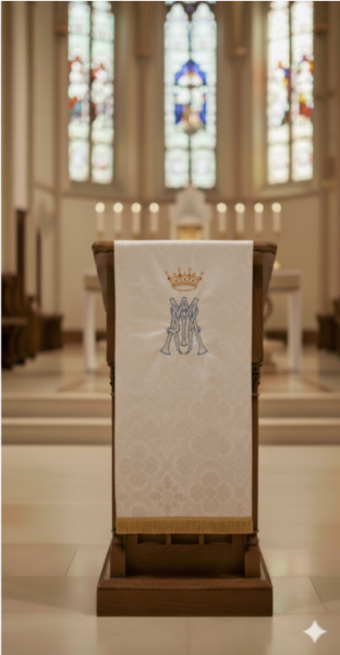 Nakrycie na Ambonę Lektorium z Haftem Maryjnym