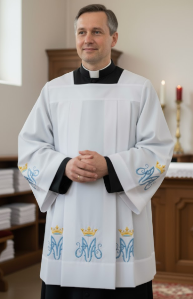 Komża Kapłańska haftowana Maryjna