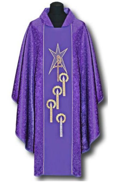 Fioletowy Ornat Haftowany na Adwent