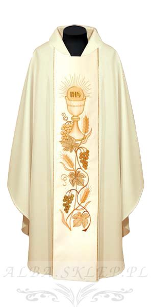 Ornat haftowany ecru komunia