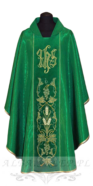 Ornat haftowany zielony IHS