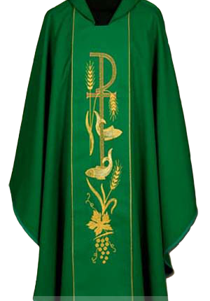 ornat haftowany zielony P ryby