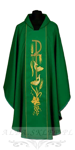 ornat haftowany zielony P ryby