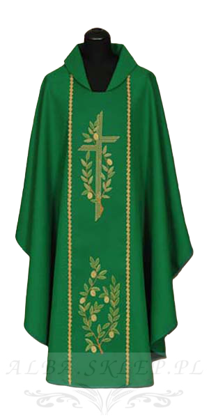ornat haftowany zielony krzyż oliwki