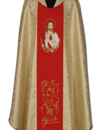 Złoty Ornat Liturgiczny z Najświętszym Sercem Pana Jezusa