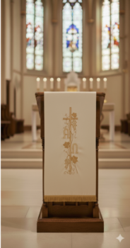 Kremowe Nakrycie na Ambonkę Lektorium Alfa Omega