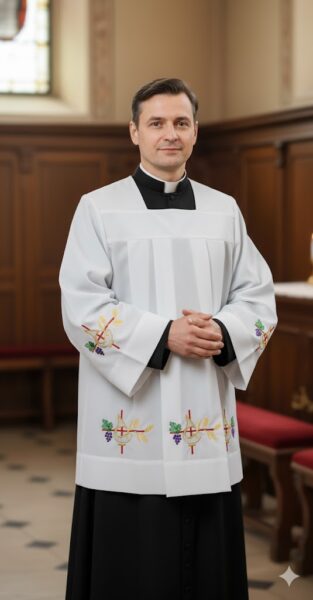 komża haft krzyż czerowny