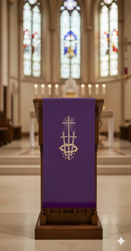 Fioletowe Nakrycie na Ambonę Lektorium na Wielki Post Fioletowe Nakrycie na Ambonę Lektorium na Wielki Post