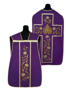 Fioletowy Ornat Rzymski bogato haftowany – Elanowełna