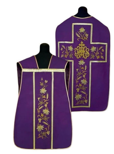 Fioletowy Ornat Rzymski bogato haftowany – Elanowełna