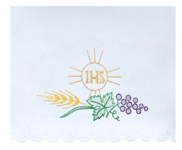 Obrus Ołtarzowy z Haftem IHS Kłosem i Winogronami