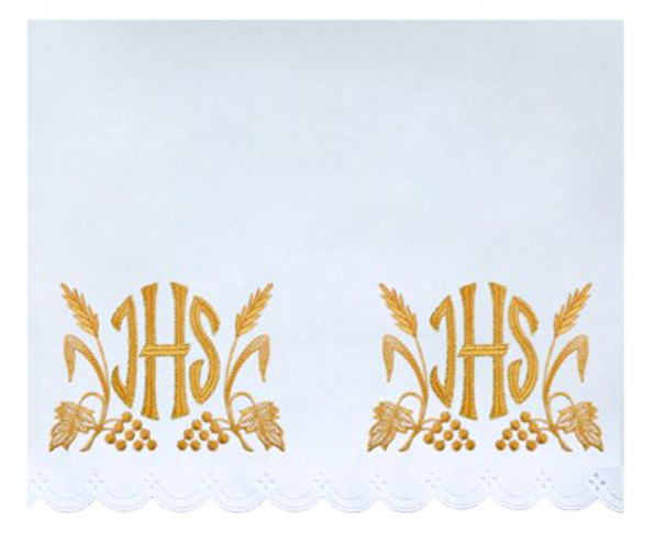 Obrus na Ołtarz z Haftem IHS i Symbolami Eucharystycznymi